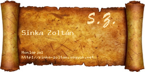 Sinka Zoltán névjegykártya
